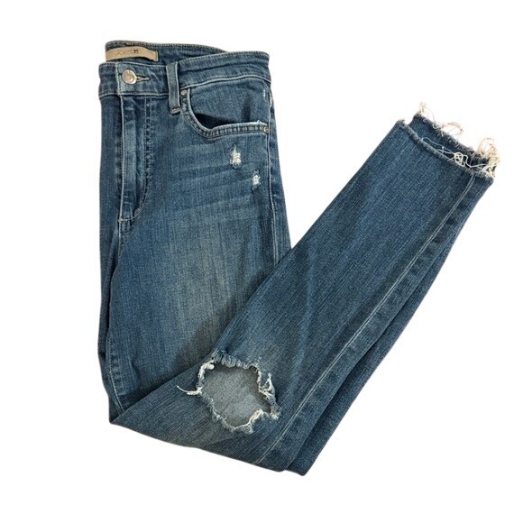 Joe's Jeans Denim - JOES JEANS Women Mid Rise Distressed Skinny Jeans Blue Size 26x26